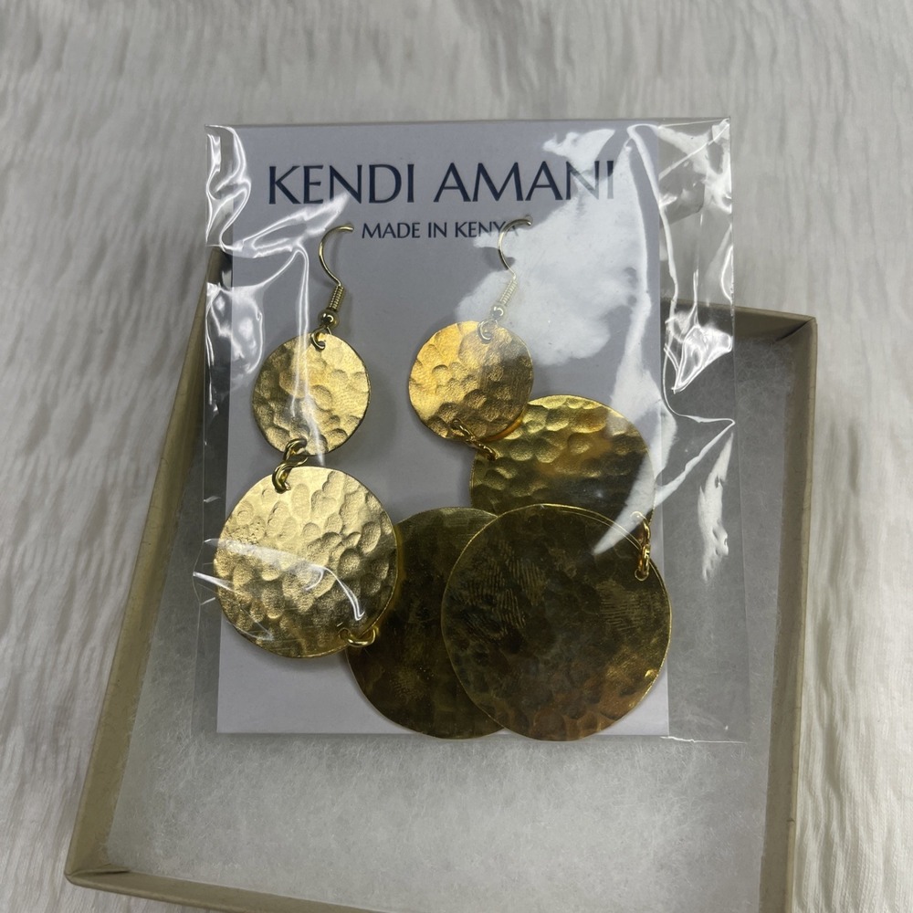 Kendi Amani Gold Disc Hammered Earrings
